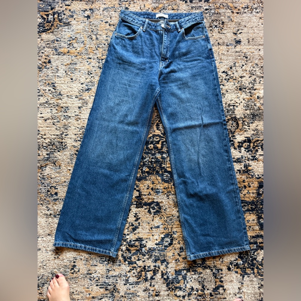 Pull & Bear 100% cotton wide leg blue jeans